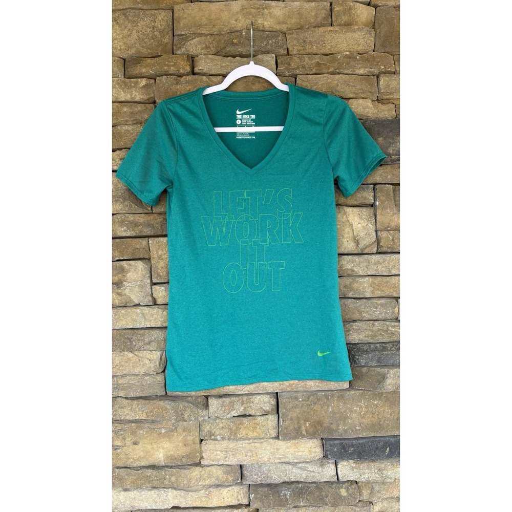 Nike "Let's Work It‎ Out" V-neck Women's Dri-Fit Tee Small